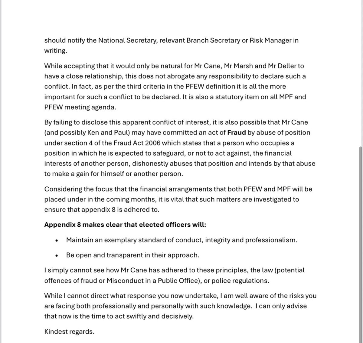 PFEW_Whistle's tweet photo. An intriguing letter of complaint recently landed in the inbox of @PFEW_HQ’s CEO.

It centres on alleged conduct @MPFed and the alleged actions of a number of current and former branch officials.

We’ll let you make your own minds up what action should be taken… https://t.co/tMNi0EN7rd