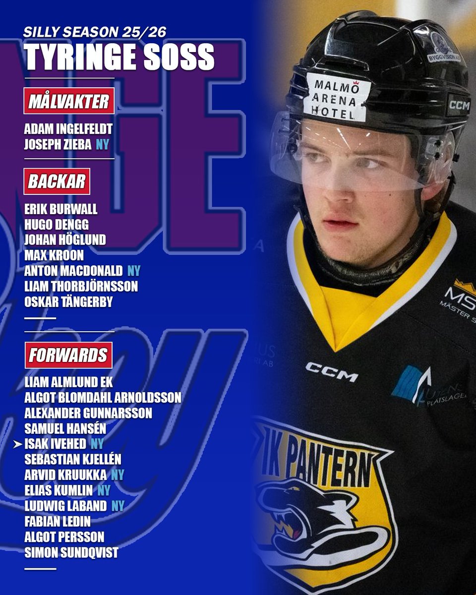 Tyringe var igång tidigt med lagbygget och säkrade upp flera spelare på tvåårsavtal.

Nu återstår bara en forward – sen är truppen spikad.
Hur långt tar sig det här laget i vår? 👀

📸: Isak Ligneman