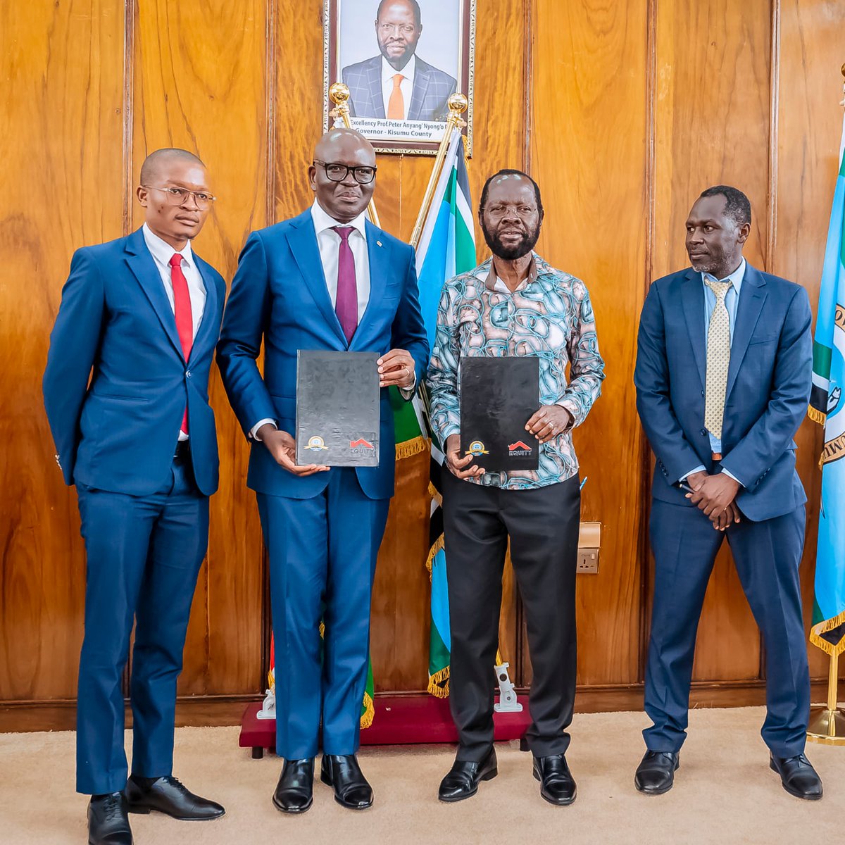 KisumuCountyKE's tweet photo. Exciting news for Kisumu farmers! 🌾 Today, Kisumu County &amp; @KeEquityBank signed a strategic partnership to digitize farm input subsidies via an E-Voucher program. This boosts transparency &amp; ensures eligible farmers get support. Big step for agriculture! 

#TichTire 
#KisumuFarms https://t.co/05RCICvPpS
