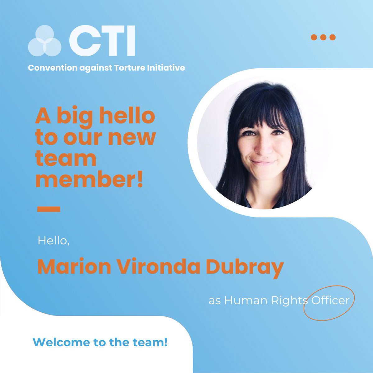 cti_uncat's tweet image. 📢 Announcing another new team member! We are happy to welcome Marion Vironda Dubray as Human Rights Officer. With a wealth of experience in international law and human rights, Marion will be a great asset to our team. Welcome aboard!
#newstarter