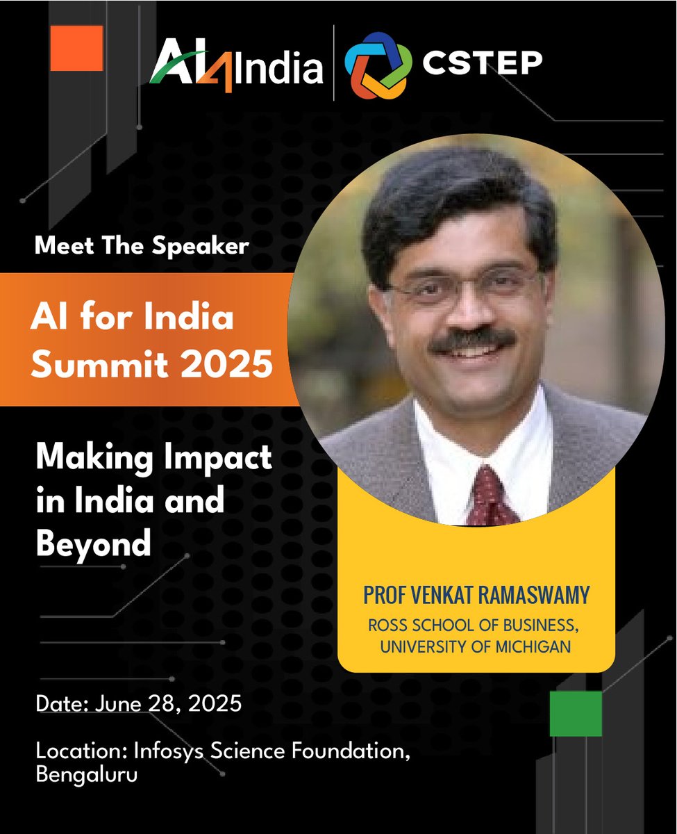 At the AI for India Summit 2025 in Bengaluru, Prof. Venkat Ramaswamy (University of Michigan) and Krishnan Narayanan (Itihaasa Research and Digital), co-authors of The Co-Intelligence Revolution, will unpack how co-intelligence can reshape how we design, deploy, and experience