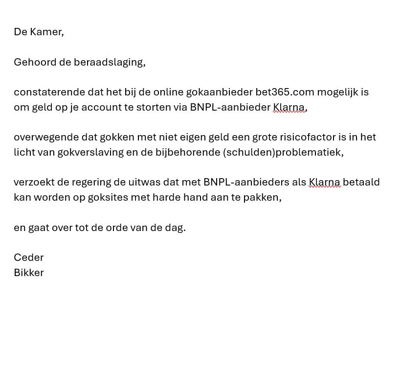 Gokken. Dat is op zichzelf al een bijzonder slecht idee. Nu lijkt het ook nog met geleend geld te kunnen via Klarna. Wie heeft bedacht dat dit een goed idee zou zijn? Bedrijven die hun maatschappelijke verantwoordelijkheid niet pakken en bewust willen verdienen aan het leed of