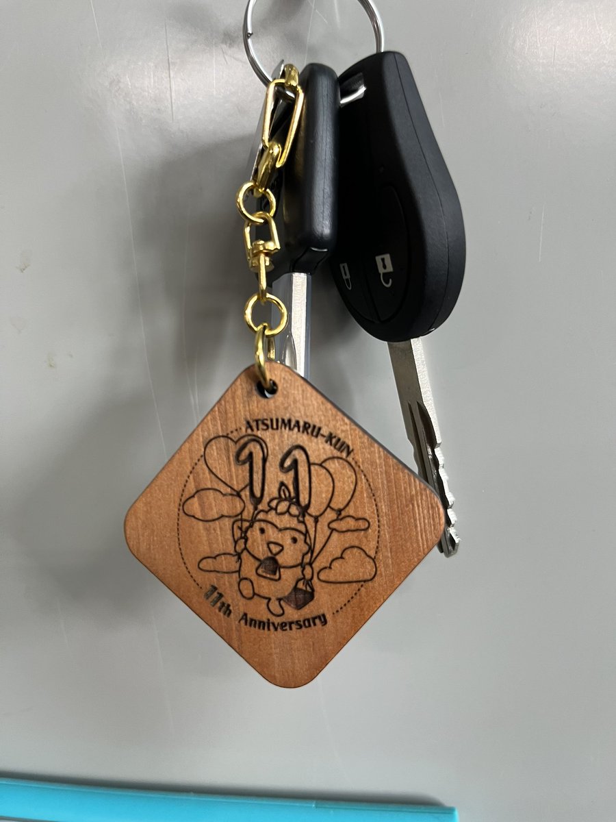 【小樽に向けた小出し情報①】
今回の小樽、限定10個ですが
木工デザイナーさんにお願いして作った、厚真町の被災木を使った11周年デザインキーホルダーを持っていきます！

めっちゃかわいい...