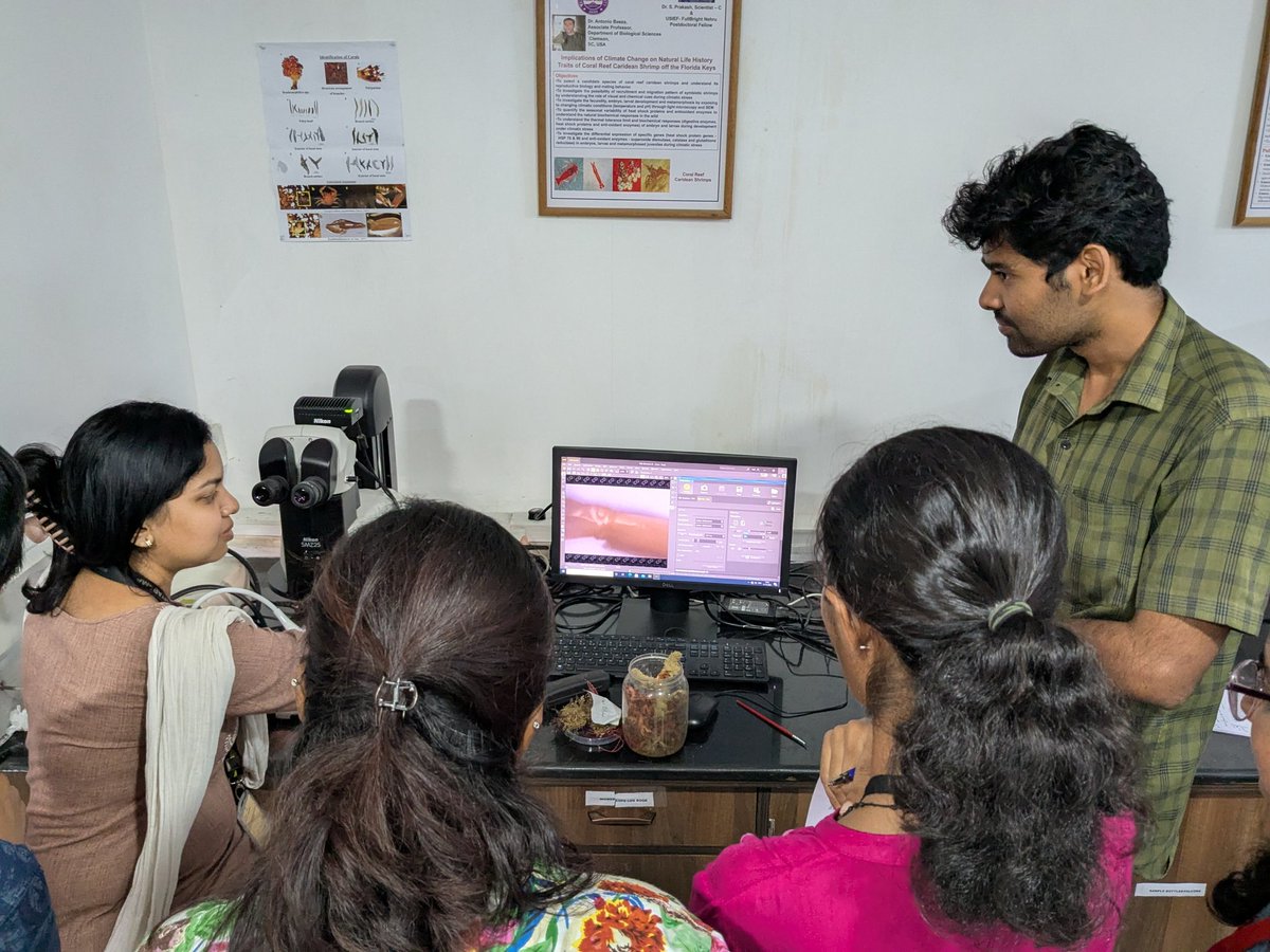 Prakash_caridea's tweet photo. @KKunjulakshmi and @SilpaMkala demonstrate the morphology of shrimps and seagrass to workshop participants under stereo zoom microscope @AmitKumar_ak14
@SathyabamaS @SathyabamaSIST
#integrativetaxonomy #marinebiology #moleculartaxonomy https://t.co/5bFr0tuK7x