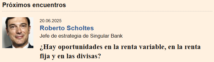 Mañana hay consultorio interesante en Expansión. Scholtes, uno de los pocos profesionales que participa en este tipo de eventos con rigor y no con un cherry picking descarado o como un marketing disfrazado.