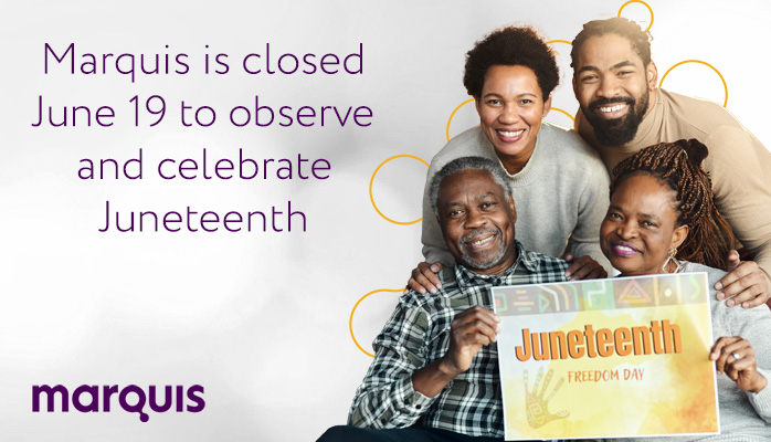 Marquis is closed today in honor of #Juneteenth as we reflect, celebrate freedom, and reaffirm our commitment to equality and justice. Wishing everyone a safe and meaningful holiday!