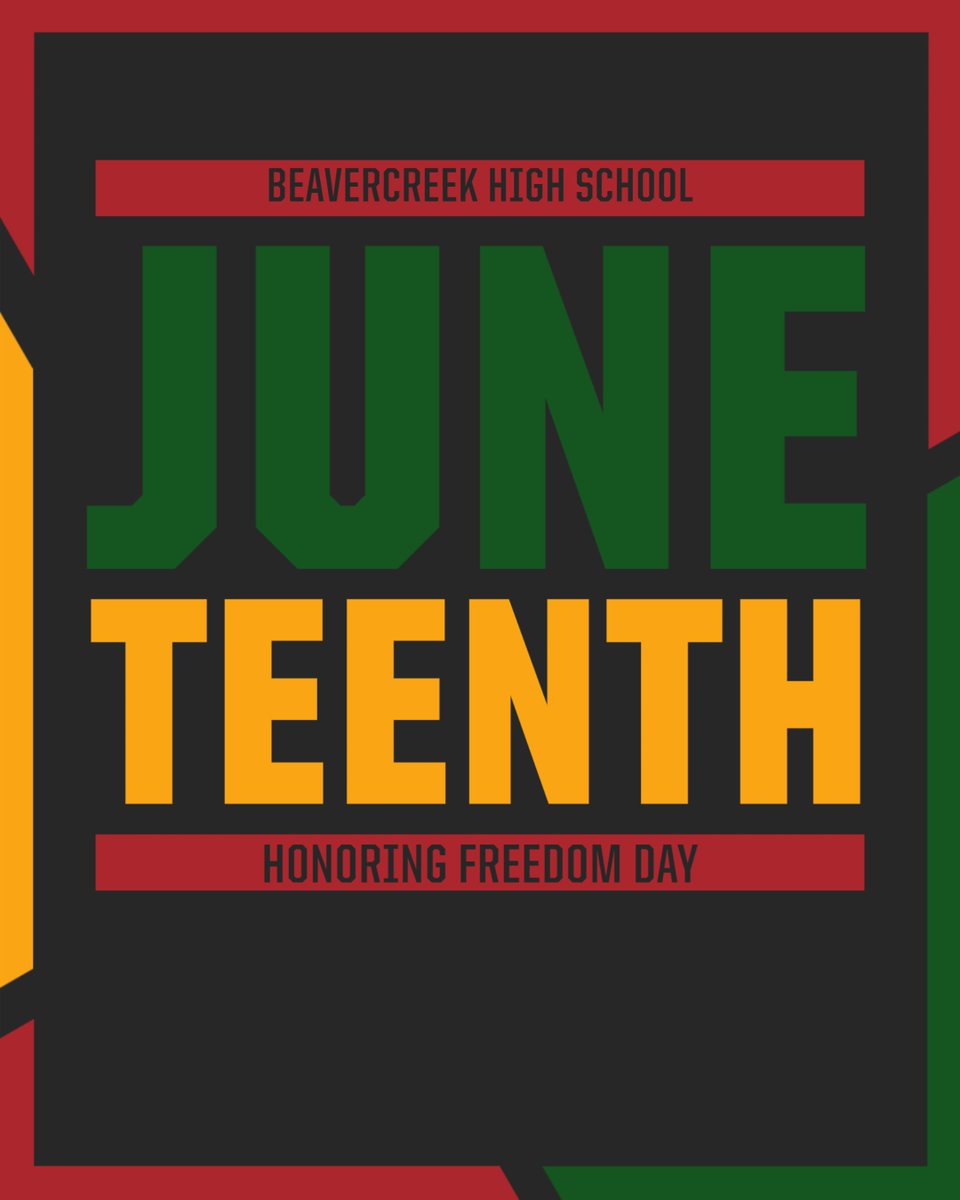 Beavercreek Football (@beavercreek_fb) on Twitter photo Join us in commemorating a crucial moment in American history.  Continue to recognize the fight for equality and justice for all...
#Juneteenth Join us in commemorating a crucial moment in American history.  Continue to recognize the fight for equality and justice for all...
#Juneteenth