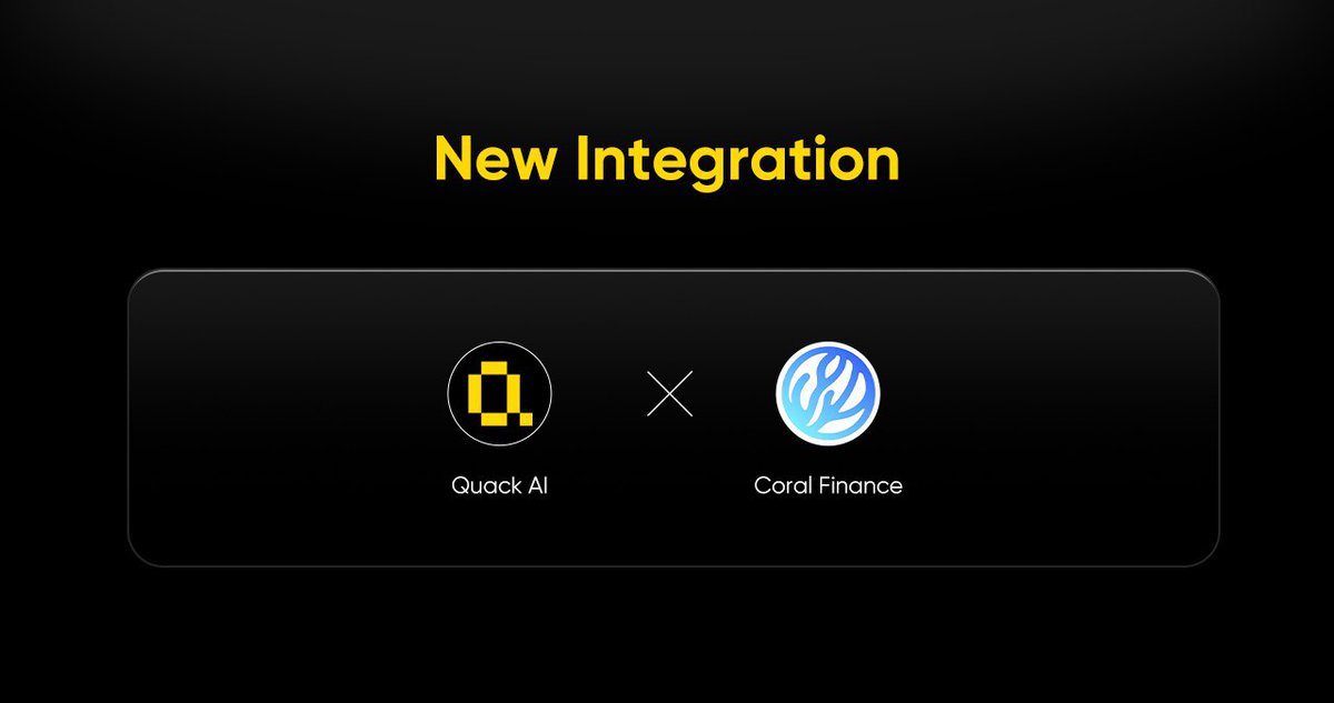 🕹New Integration Confirmed: <a href="/Coral_Finance/">Coral Finance🪸</a> 

Coral Finance is now live on Quack AI 
👉🏻app.quackai.ai/explore

🗳 Users can now participate in Coral Finance governance directly via the Quack AI platform — powered by AI-native tools, smart delegation, and intelligent