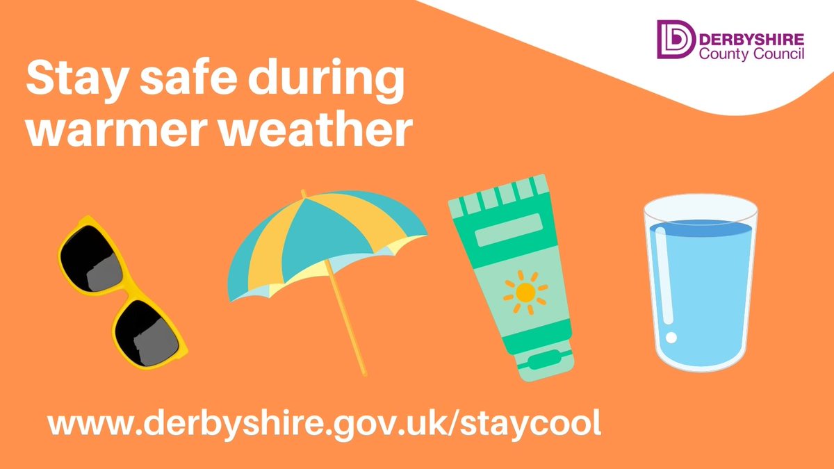 There’s a yellow warm weather alert for the East Midlands which means the heat could affect some people. Get lots of advice on keeping vulnerable people safe when the temperature rises: derbyshire.gov.uk/staycool