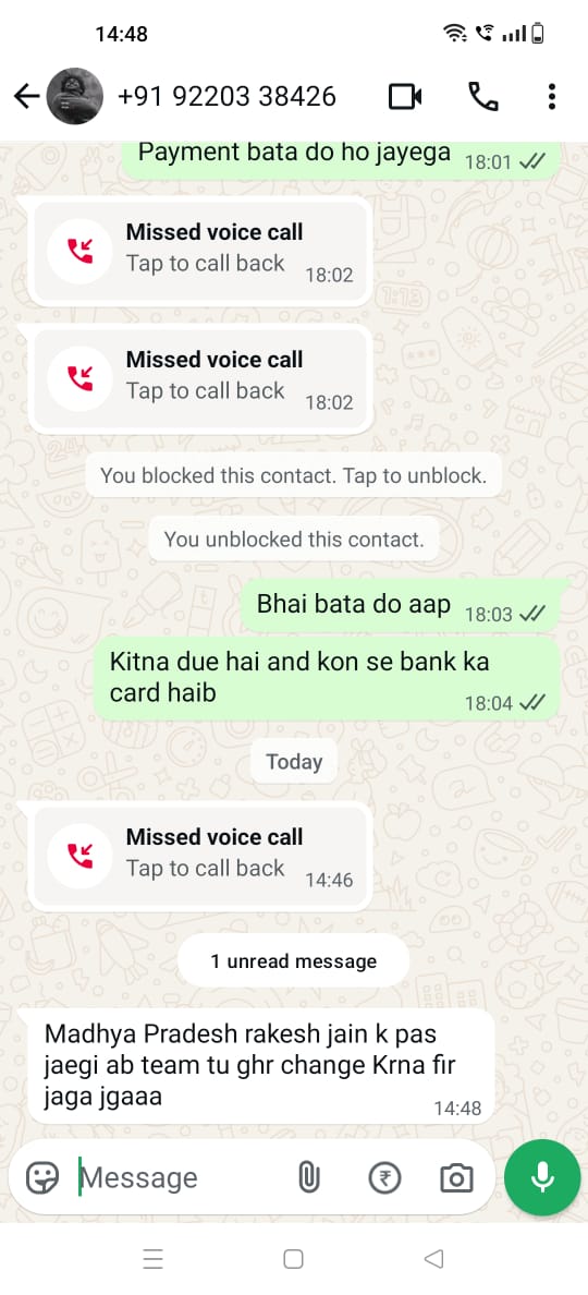 StopHarass0's tweet photo. @KotakBankLtd @KotakCares @RBI Your agent (9220338426) are constantly calling my relatives, making regular WhatsApp calls, and even abusing me. Is this how a reputed bank treats its customers? This kind of harassment is unacceptable. Please take immediate action. https://t.co/x9HeQAPhZQ
