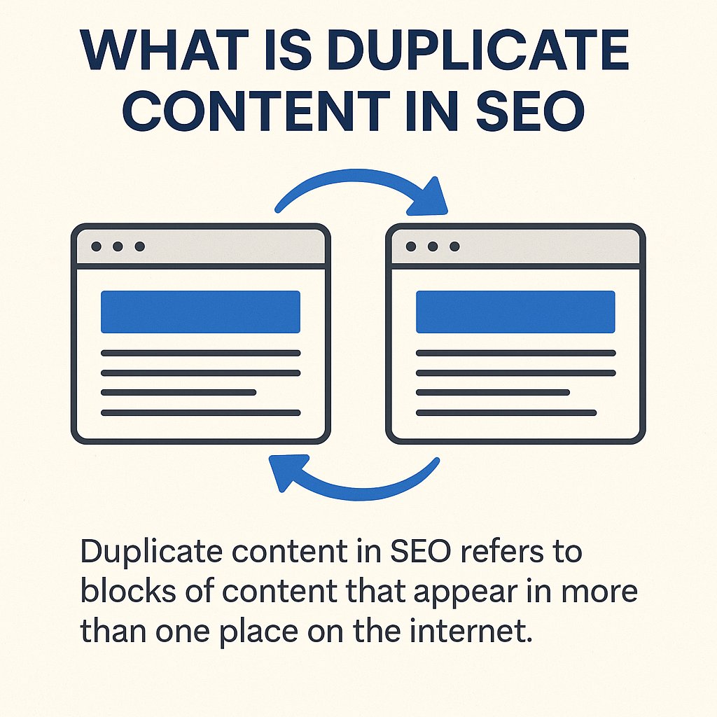 Duplicate content in SEO refers to blocks of content that appear in more than one place on the internet, either within the same website or on different websites. Search engines may get confused about which version to rank, which can hurt your site’s visibility in search results.