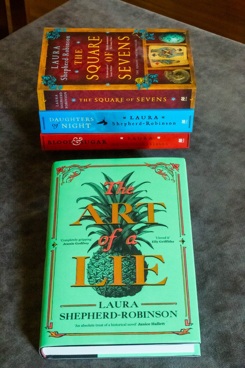 To celebrate the publication of my new book, THE ART OF A LIE, I'm doing a giveaway of one of my signed author hardbacks, together with signed paperbacks of my first three novels, BLOOD &amp; SUGAR, DAUGHTERS OF NIGHT, and THE SQUARE OF SEVENS. Follow and retweet to enter. UK only 🍍