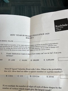 Yesterday Mr Pomeroy and Mr Jackson took a group of year 10 students to Rochdale Sixth Form College for a team maths challenge.  Students represented the school brilliantly and worked extremely well solving the tricky problems as part of a team! Well done to all involved!