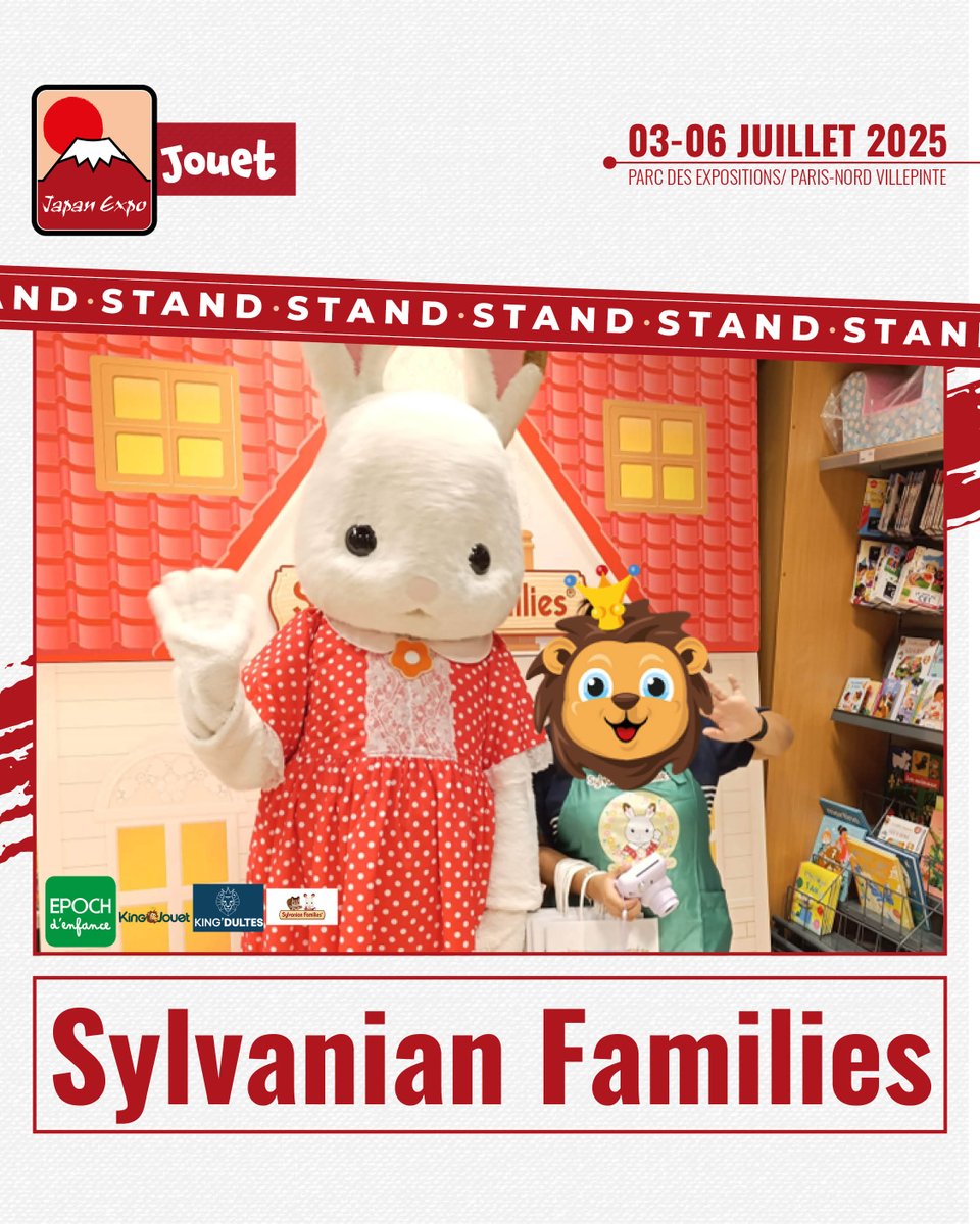 Le jouet débarque en force à Japan Expo cette année avec <a href="/KingJouet_Fr/">King Jouet 🦁</a> et Sylvanian Families ! 🧸

Venez découvrir les adorables figurines sur le stand du 3 au 6 juillet ☀️

👉 ticket.japan-expo.com/fr/evenements/…