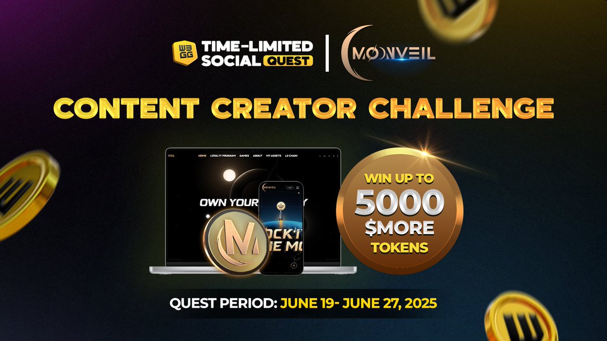 Create and earn now. W3GG’s Moonveil Quest is LIVE.

The <a href="/Moonveil_Studio/">🌙Moonveil.gg</a> Content Creation Challenge is now live on W3GG! Complete all 3 social tasks by June 27 to earn up to 250 WXP and unlock a chance to win up to 5,000 $MORE tokens from Moonveil’s $MORE THAN EVER campaign.

🎯