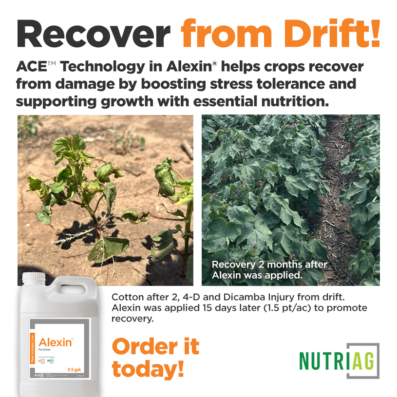 Drift happens. Be ready with Alexin®!

Mid-June stress because of herbicide drift? Alexin® delivers key nutrients (K, Mg, Ca, B) plus ACE™ &amp; PAC™ tech to support recovery and keep crops growing strong.

📍Contact your local dealer to learn more &amp; order today!
#StressFreeFarming