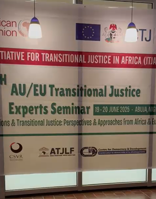 theICTJ's tweet photo. 📢 Today marks the opening of the 5th AU-EU expert seminar on #TransitionalJustice in Abuja, Nigeria.

Organized under the #ITJA Consortium implemented by @ICTJ, @ATJLF &amp; @CSVR, experts from Africa &amp; Europe 🌍 unite to explore reparations and justice ⚖️
#AUEU25 https://t.co/yMJaM88zkn