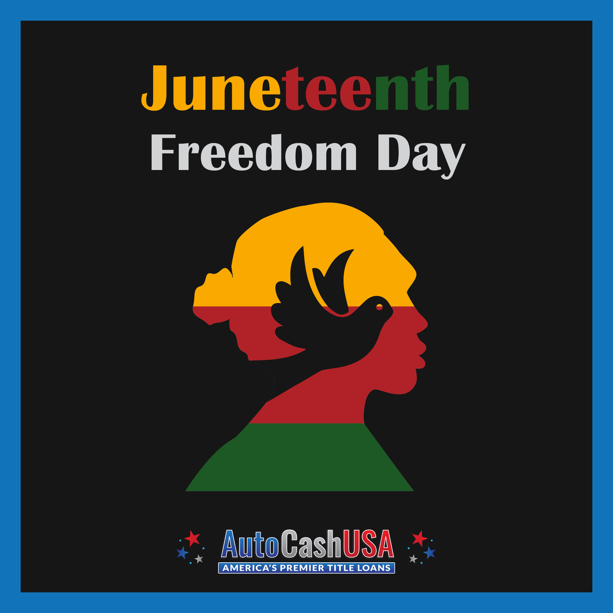 AutocashU's tweet photo. Today, we celebrate Juneteenth! 🎉 Auto Cash USA stands with you in honoring freedom, equality, and progress. 🙌 Share what Juneteenth means to you and your family. How do you celebrate? 🤔 Let's come together! 🤝

#Juneteenth #Freedom #Community #Unity #Equality #AutoCashUSA https://t.co/6m1dhJJw8f