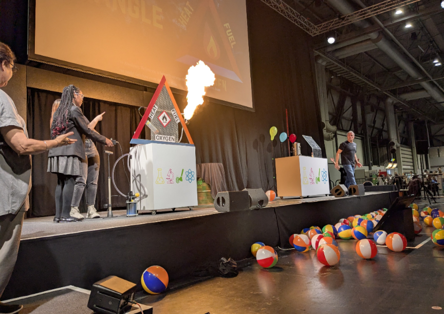 The Big Bang (@bigbangukstem) on Twitter photo It's fire triangle, volatile history and gases galore at The #BigBangFair with <a href="/wlv_uni/">University of Wolverhampton</a>!
Students from all over the UK are taking part and getting excited at the free live show on our stage. Come and say hello! It's fire triangle, volatile history and gases galore at The #BigBangFair with <a href="/wlv_uni/">University of Wolverhampton</a>!
Students from all over the UK are taking part and getting excited at the free live show on our stage. Come and say hello!