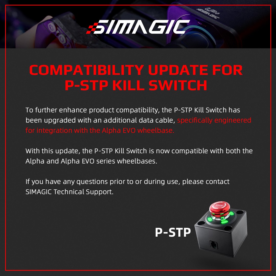 Heads up Simagicians! We have updated the P-STP kill switch for Alpha EVO heelbase compatibility!

KEEP RACING