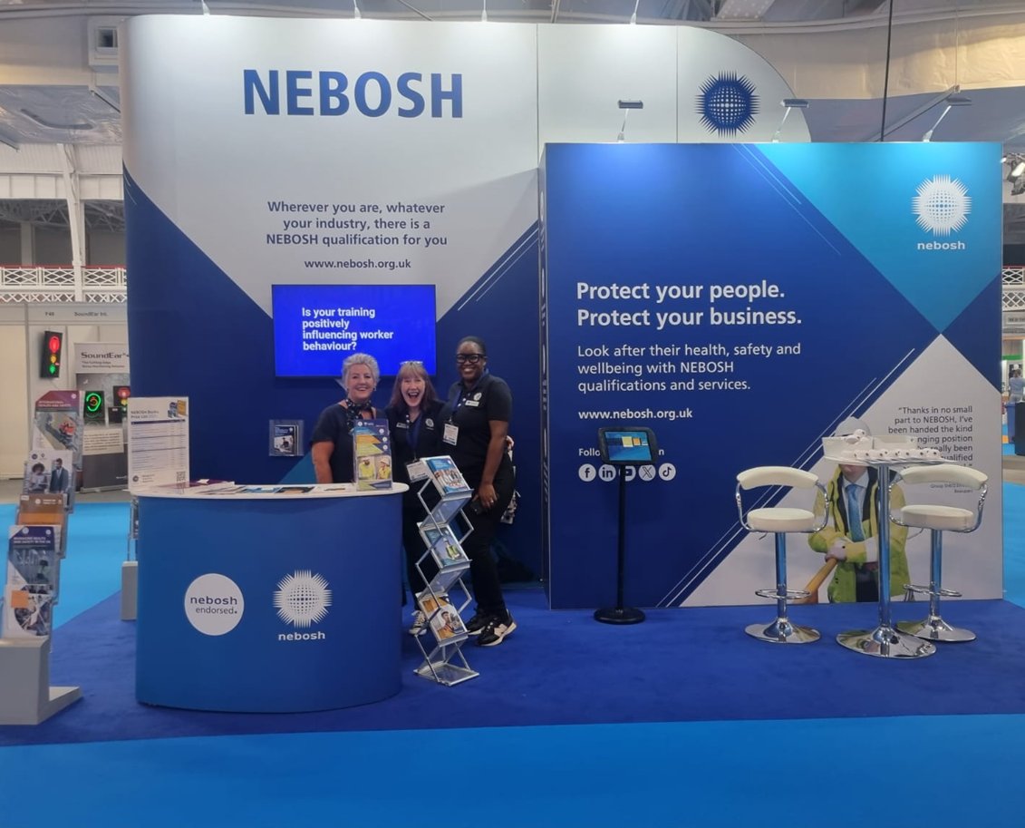 SHW Live, day 2 is well underway! Come and say hello to the NEBOSH Team, you can find us at stand G50. 

Head to the HSM knowledge Hub at 12pm, where Dr Nikki Booth, NEBOSH Head of Assessment Development, will be presenting  on Creating A High-Impact Learning Environment.