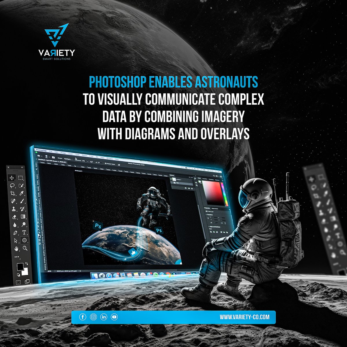 varietysmart's tweet image. Design isn’t limited to Earth.
When your ideas are out of this world, you need tools that go beyond the stars 🌌🖌️
#photoshopvibe
#designeverywhere
#CreativeMinds