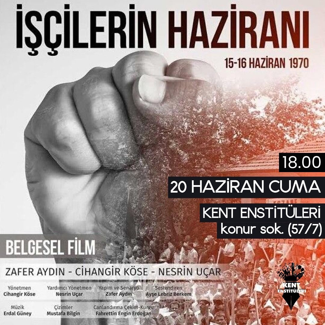 📍Ankara

20 Haziran cuma günü saat 18:00’de İşçilerin Haziranı belgesel filminin gösterimini yapıyoruz. Katılmak isteyen herkese açıktır. Herkesi bekliyoruz !