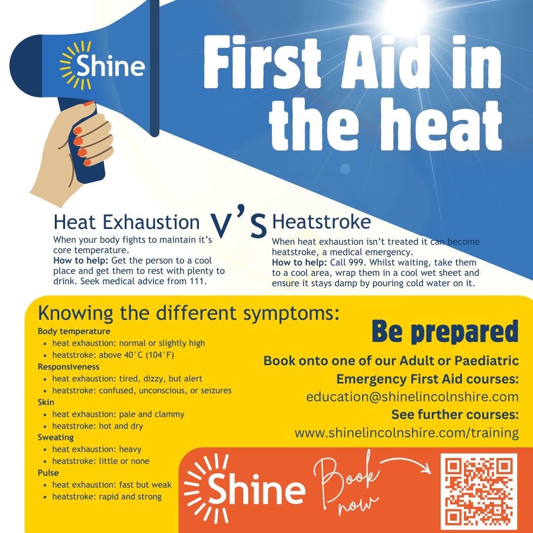 Shine Lincolnshire (@shine_lincoln) on Twitter photo 🌞 Hot Weather Can Be Dangerous! 🧊 Learn first aid to save lives. 👉 Join our Emergency First Aid course: education@shinelincolnshire.com | 01507 304 548 #HeatSafety #FirstAidMatters #CommunityWellbeing #ShineLincolnshire #StayCoolStaySafe 🌞 Hot Weather Can Be Dangerous! 🧊 Learn first aid to save lives. 👉 Join our Emergency First Aid course: education@shinelincolnshire.com | 01507 304 548 #HeatSafety #FirstAidMatters #CommunityWellbeing #ShineLincolnshire #StayCoolStaySafe