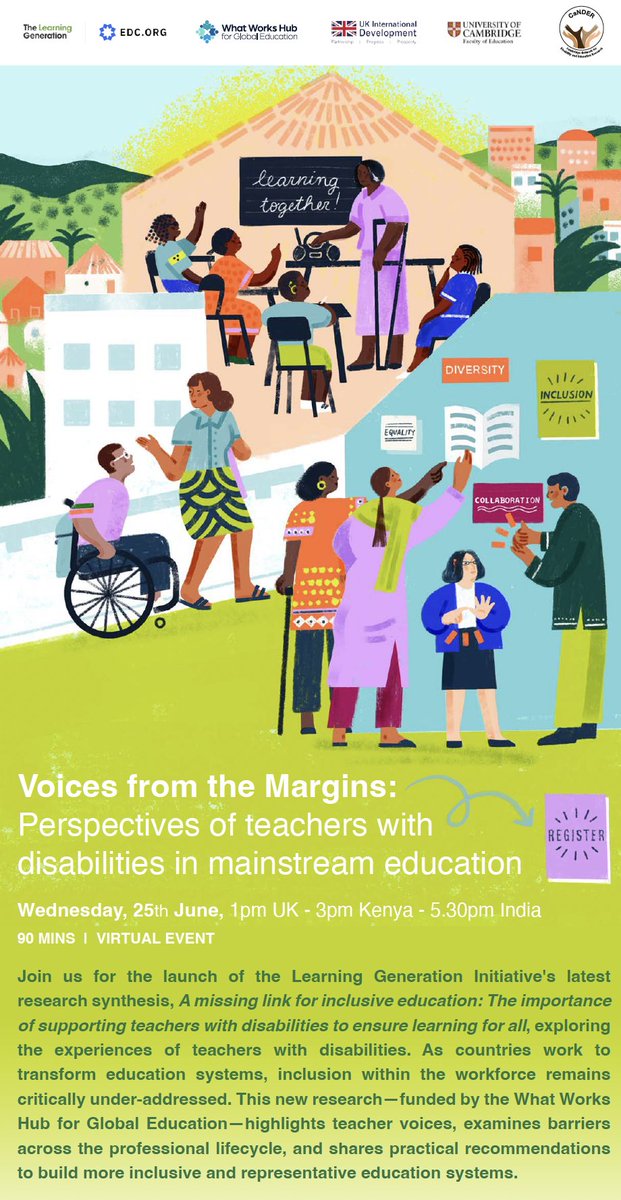 What does it take to build a truly #inclusive #education system?

Join the launch webinar of the Learning Generation Initiative's latest research synthesis on supporting teachers with disabilities, funded by <a href="/WWHGlobalEd/">What Works Hub for Global Education</a>. 

🎥 Webinar: 'Voices from the Margins: Perspectives of