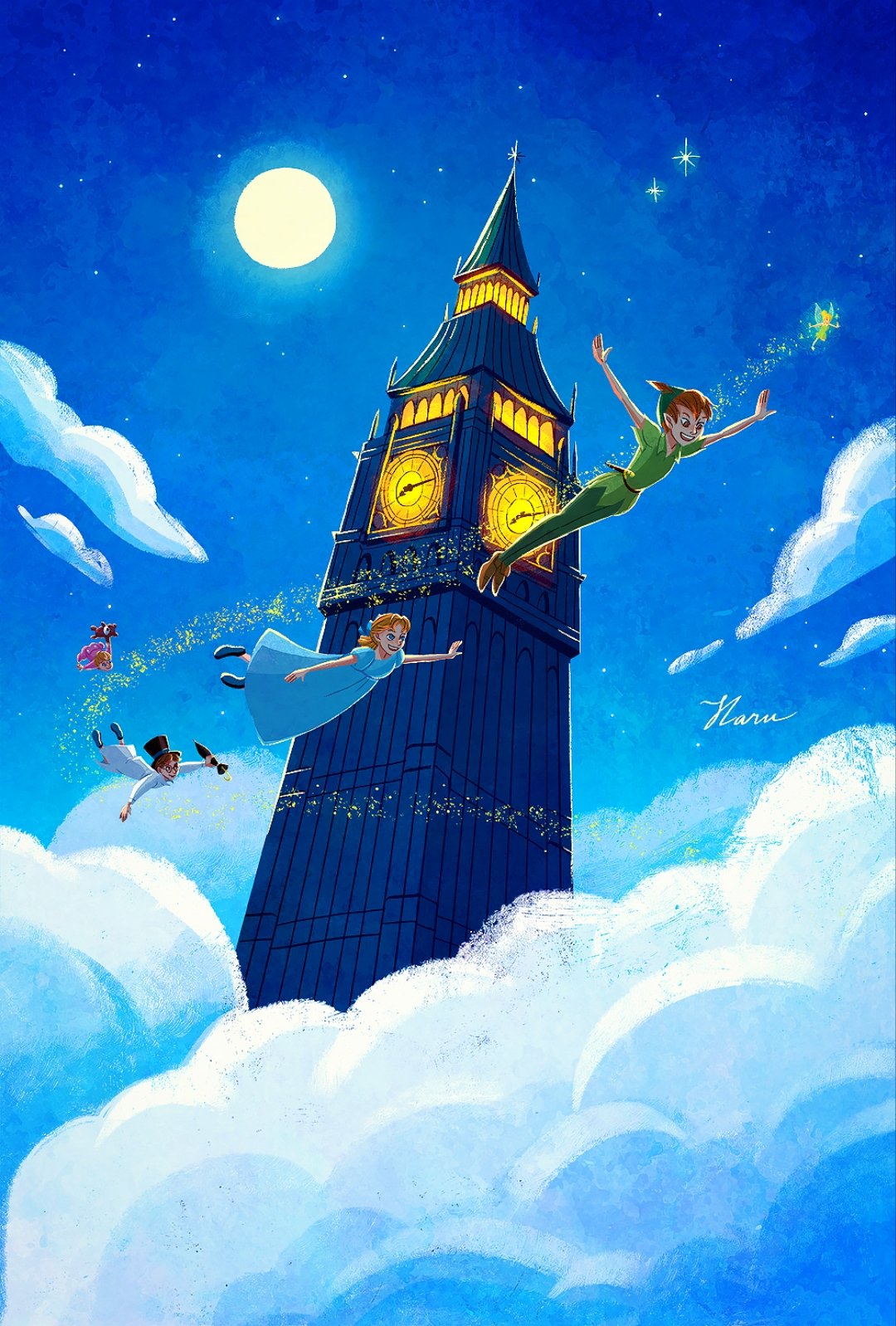 【限定セール中】ディズニー　ファインアート 月夜のピーターパン ディズニー 公式ファインアート ピーター・パン 