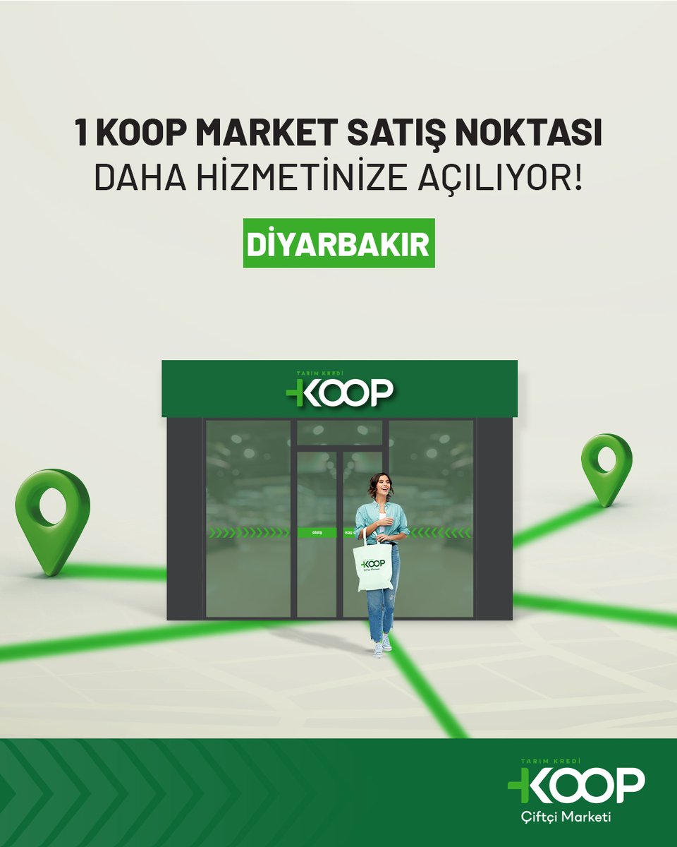1 KOOP Market satış noktamızı daha hizmete açıyoruz!
 
Açılacak olan Diyarbakır - Silvan Belediye Market satış noktamızla, doğal, sağlıklı ve kaliteli ürünlerimizi yenilenen yüzümüzle sizlerle buluşturuyoruz.
 
İlk günkü özenle #yanıbaşınızdayız.
 
Market Konumları:
Diyarbakır -