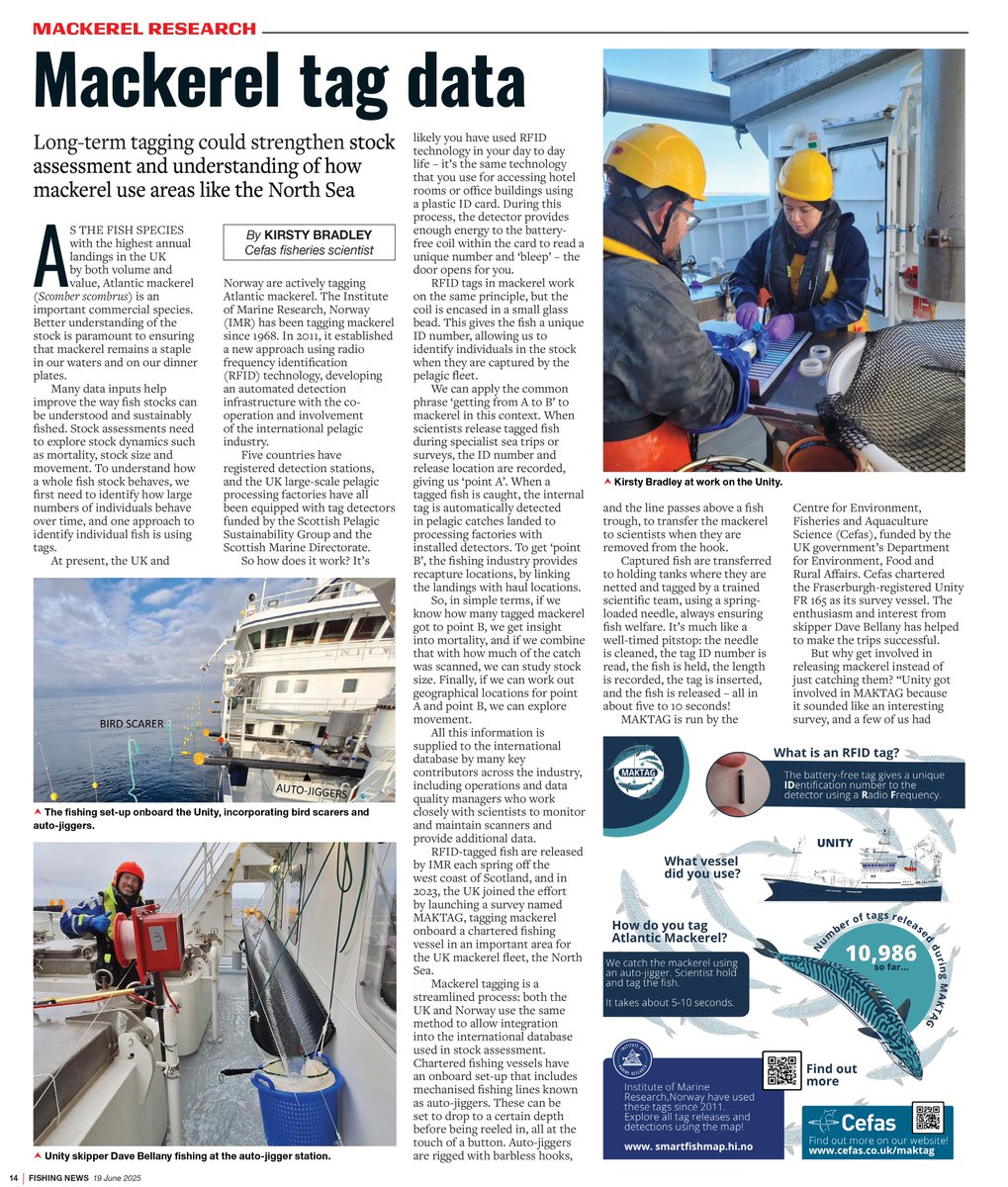 Great article in this week’s Fishing News on how long-term tagging could strengthen stock assessment and understanding of how mackerel use areas like the North Sea

#fishingnews #mackerel #spsg