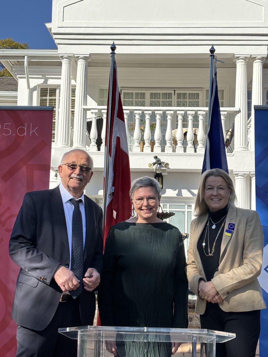 Honoured to congratulate the designated Danish Ambassador Karin Poulsen in South Africa for taking over the Presidency of the Council of the European Union.  

Celebrating this event today in #Pretoria together with EU Ambassador Sandra Kramer. 
#SouthAfrica