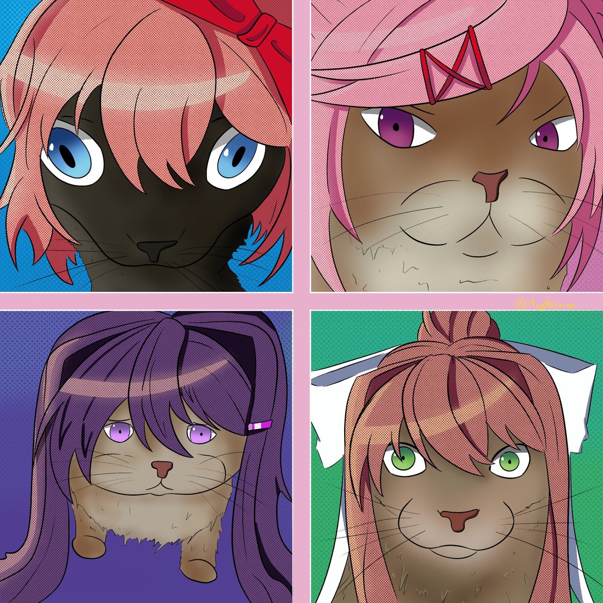 HoginStines's tweet image. funny cats/ original idea by @SillyBrownieeee
#ddlc #ddlcfanart #fanart #funnycats #dokidokiliteratureclub