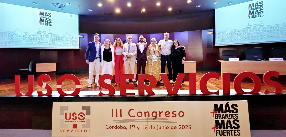 🥳 Felicidades a las personas congresistas por el trabajo realizado, por los retos asumidos y por el compromiso a futuro.

La Ejecutiva Federal de <a href="/USO_Servicios/">USO Servicios</a> con Pedro Ríos a la cabeza, ha sido respaldada con el 100 % de los votos.

fs-uso.es/pedro-rios-ren…