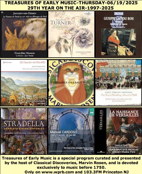 On The Air Now: Summer edition of Edition of Treasures of Early Music - streaming from 7:00 till 10:00am - on @WPRB - 103.3 FM Princeton NJ wprb.com.
Some composers in this edition:
French composer, Guillaume Bouzignac (1587-1643)
French composer, André Campra