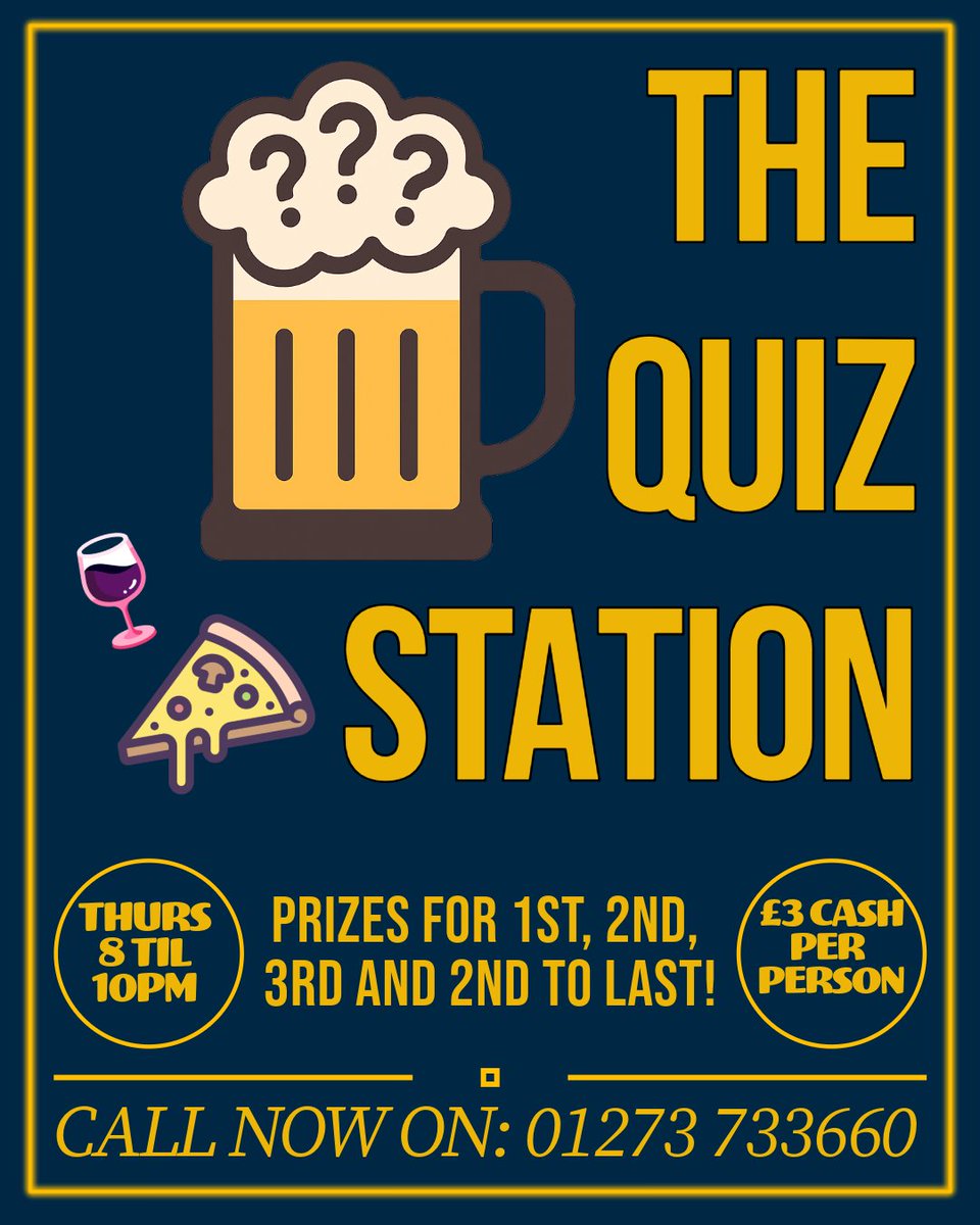 QuizActually's tweet image. Back tonight at The Quiz Station!

Join us for a night of trivia fun! Call 01273 733660 to secure your spot—places fill up fast! 🧠🍻

#QuizActually #TriviaNight #PubFun