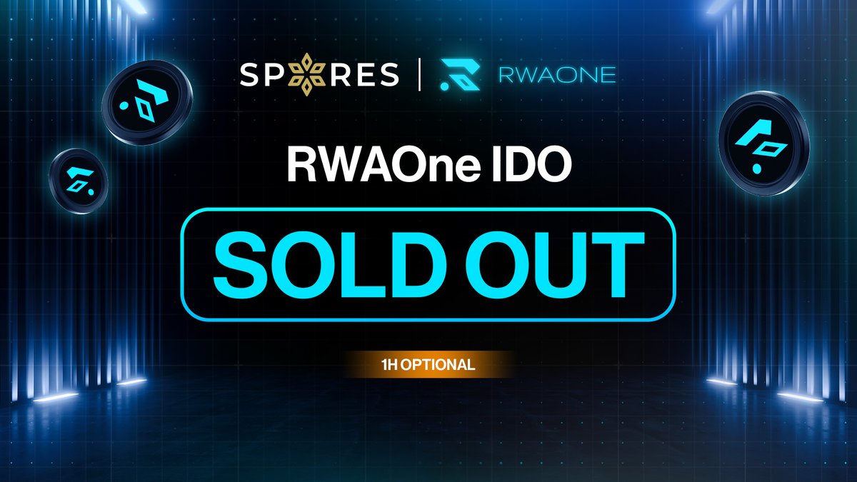 🎆 RWAONE IDO SOLD OUT ON SPORES LAUNCHPAD!!! 🎆

Attention Spores' fellows!
<a href="/RWAOnedefi/">RWAOne | $RWAOne now LIVE</a> was completely SOLD OUT ✔️

🎖Total raise: $50,000
🎖Network: Sonic 
🎖IDO price: $0.0005

Thank you once more for your incredible support.