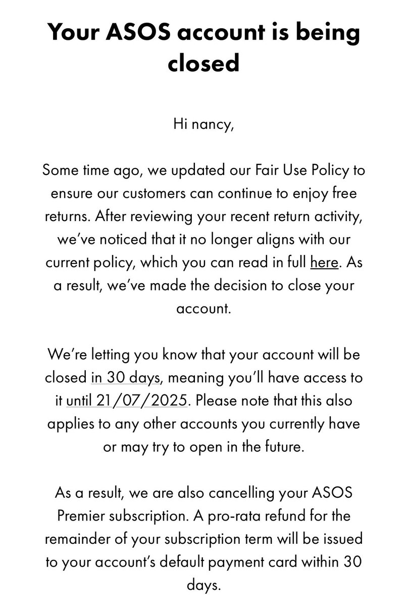 Nancy Cole (@nancycoleitv) on Twitter photo š« Feels like something at ASOS HQ is about to hit⦠accounts being closed all over the shop this morning. I can hand on ā¤ļø say Iām an excellent customer. Feels like some digging and a story for <a href="/itvnews/">ITV News</a> <a href="/creesummerITV/">Cree-Summer Haughton</a> <a href="/Chrisitv/">Chris Choi</a> šš¼ š« Feels like something at ASOS HQ is about to hit⦠accounts being closed all over the shop this morning. I can hand on ā¤ļø say Iām an excellent customer. Feels like some digging and a story for <a href="/itvnews/">ITV News</a> <a href="/creesummerITV/">Cree-Summer Haughton</a> <a href="/Chrisitv/">Chris Choi</a> šš¼