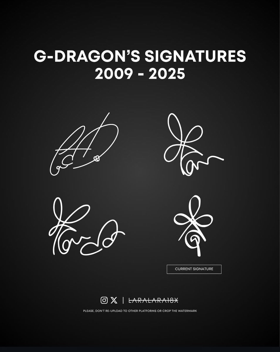 🐲 G-Dragon's signatures 2009 - 2025.✨💫 🗓 19.06.2025 （🧵 cr