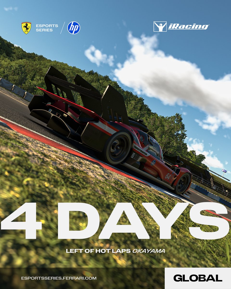 iRacing Hot Laps on Okayama 🇯🇵 are nearly over. 

Don't forget to set your laps before the time runs out!

➡️ bit.ly/3Sbnfrj

#FerrariEsports #FerrariEsportsSeries