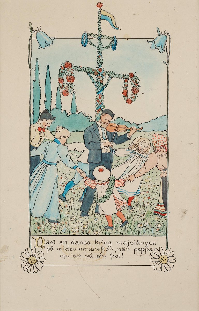 Dans runt midsommarstången av Elsa Beskow (1874-1953)