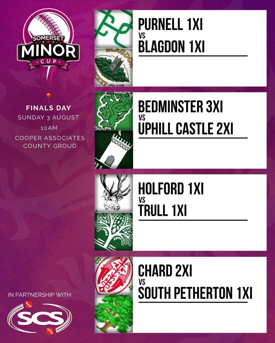 Here’s how our Knock Out Cup quarter finals are lined up🤌🏼 Who will make it through to Finals Day at the Cooper Associates County Ground on Sunday 3 August?👀