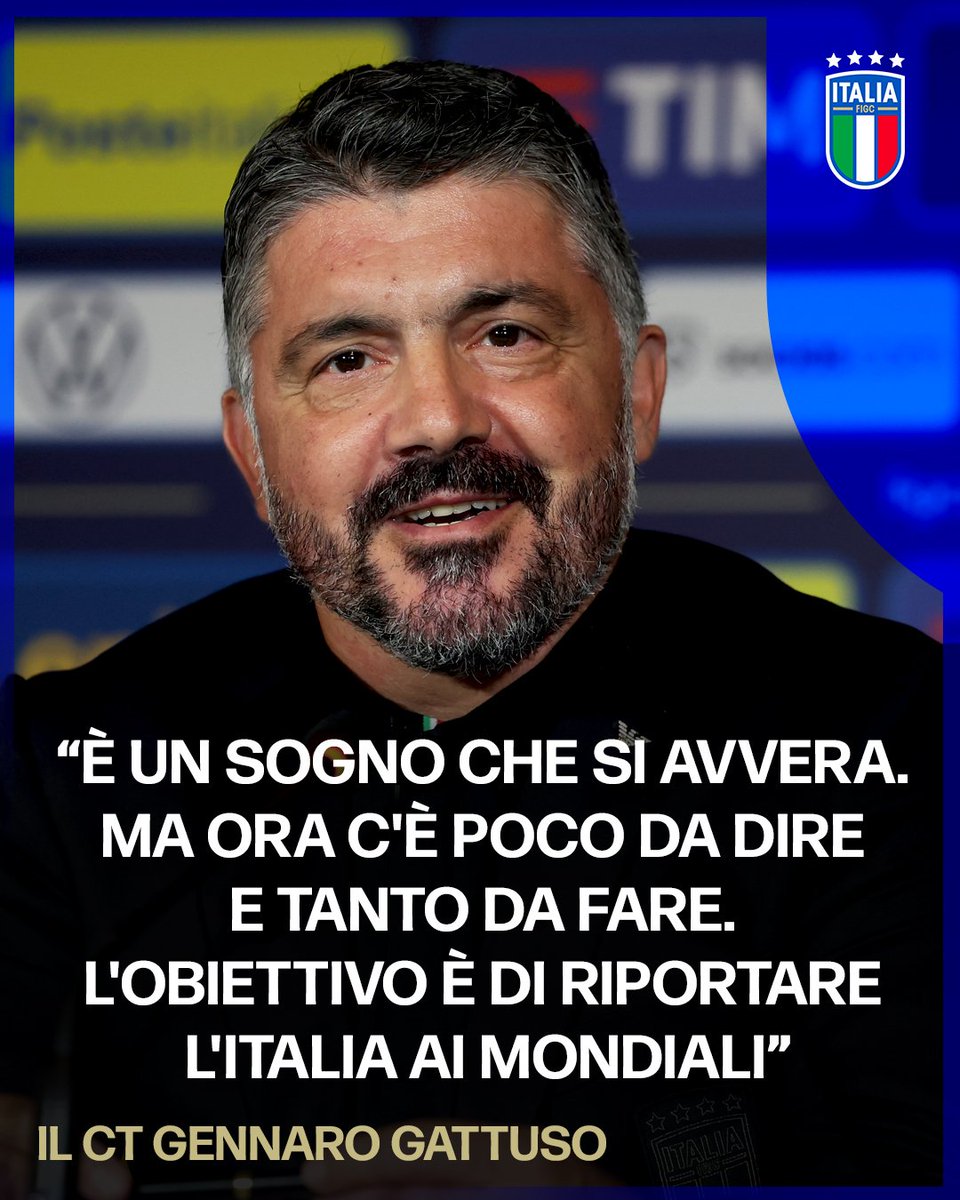 🎙 Le prime parole di 𝗚𝗲𝗻𝗻𝗮𝗿𝗼 𝗚𝗮𝘁𝘁𝘂𝘀𝗼 💙 da Ct della Nazionale 🇮🇹

#Gattuso #Nazionale #AzzurrI #VivoAzzurro