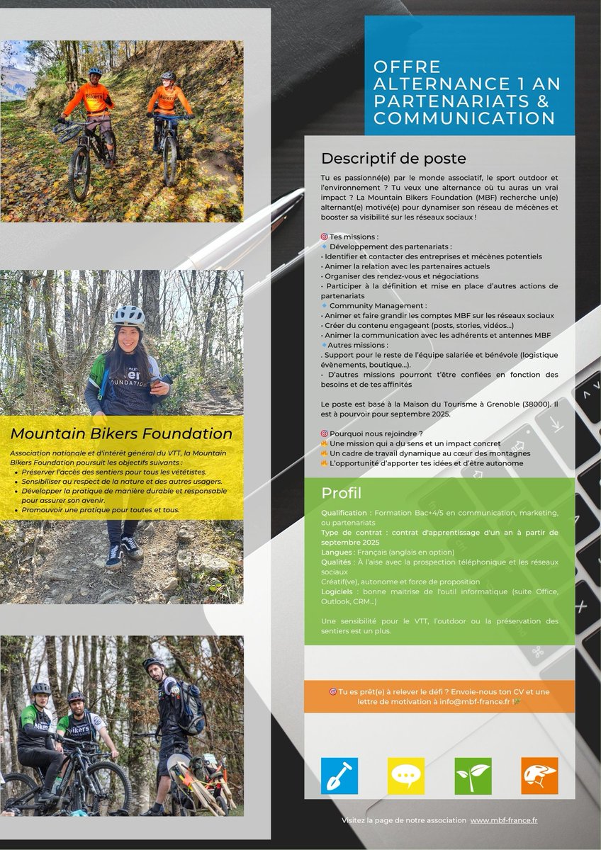 Tu  es  passionné(e)  par  le  monde  associatif,  le  sport  outdoor  et l’environnement  ?  Tu  veux  une  alternance  où  tu  auras  un  vrai impact ?
La MBF recherche un(e) alternant(e) motivé(e) pour dynamiser son réseau de mécènes !