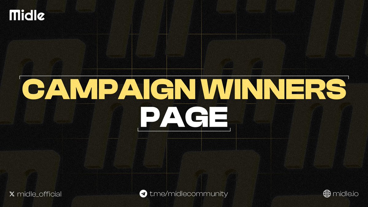 For those wondering where to check campaign winners! 🏆

You can view all winners and rewards from both active and completed campaigns on our Winners page.

Check it out here. 👉 winners.midle.io