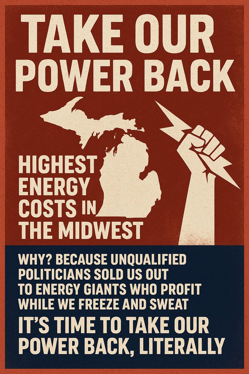 Michigan has the highest residential and among the highest commercial and industrial rates in the Midwest .

It’s time to TAKE OUR POWER BACK—literally and politically.