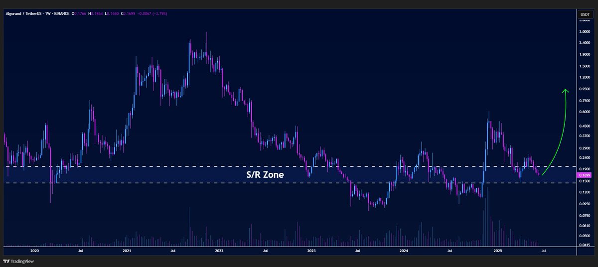 #ALGO/USDT is stabilizing near the broken s/r zone on the weekly chart💁‍♂️

Time to bounce and rally📈