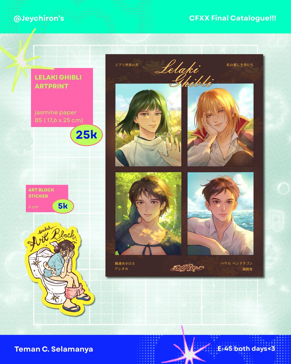 jeychiron's tweet photo. [❤️+ rt's are appreciated!] 

HAII MENTEMEN! aku open mail order untuk post #CFXX yaa!! (akhirnya..)
🗓 19- 30 Juni 2025 
✉️mail order via ekspedisi
🦠fandom : Haikyu, Karina aespa, Ghibli, Dungeon meshi, Frieren, Genshin 
🔗below!

#CF20 #comifuroxx #Haikyuu #karina #ghibli https://t.co/w2LVtkrfUv