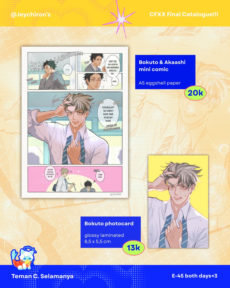 jeychiron's tweet photo. [❤️+ rt's are appreciated!] 

HAII MENTEMEN! aku open mail order untuk post #CFXX yaa!! (akhirnya..)
🗓 19- 30 Juni 2025 
✉️mail order via ekspedisi
🦠fandom : Haikyu, Karina aespa, Ghibli, Dungeon meshi, Frieren, Genshin 
🔗below!

#CF20 #comifuroxx #Haikyuu #karina #ghibli https://t.co/w2LVtkrfUv